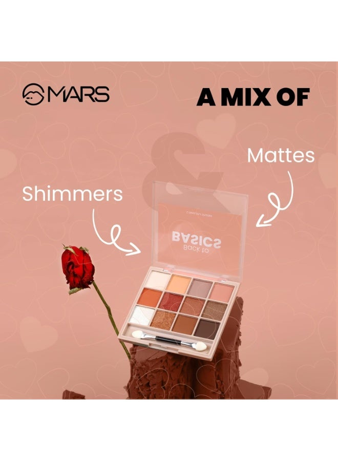 MARS 12 Shades Back to Basics Eyeshadow Palette with Free Applicator | Matte | Shimmer | Beginner Friendly & Long Lasting Eye Shadow Palette (14.4 gm) (Shade-02) - Image 4